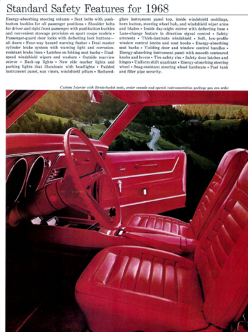 1968 Camaro Standard Safety Features