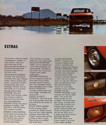 1969 Camaro Extra Equipment