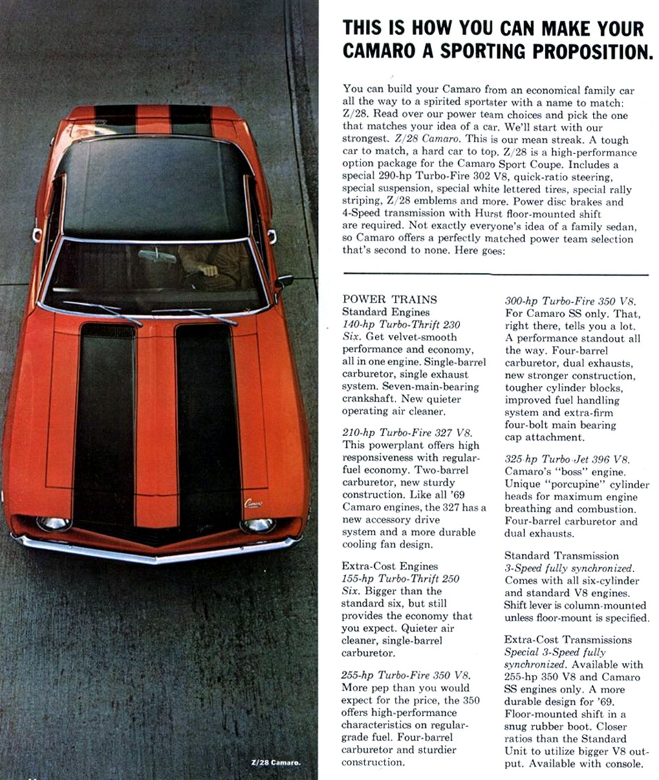 1969 Camaro SS & Z28 Brochure