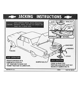 1964-1966 Chevelle Trunk Jacking Instructions Decal