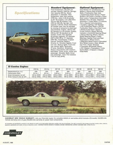 1969 Chevrolet El Camino OEM Brochure