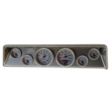 1966-1967 Nova 6 Gauge Panel Brushed Alum. With Auto Meter Ultra-Lite 2 Gauges Image