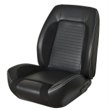 1969 Camaro TMI Sport R Seat Cover Kit Front Rear Convertible Black White Stitch Image