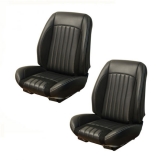 1968 Chevelle Convertible TMI Sport R Seat Upholstery Front & Rear Kit, Black w/ White Stitch Image