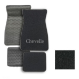 1964-1973 Chevelle ACC Carpeted Floor Mats Chevelle Logo 01 Black Image