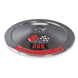 1962-1979 Nova 14 Inch Chrome Air Cleaner Lid With Die Cast Emblems, 396, 375 Horsepower Image