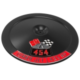 1962-1979 Nova 14 Inch Air Cleaner Black Lid With Die Cast Emblems, 454, 425 Horsepower Image