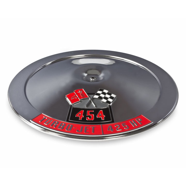 1964-1977 Chevelle 14 Inch Air Cleaner Lid With Die Cast Emblems, 454, 425 Horsepower