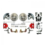 1968-1974 Nova Front Disc Brake Conversion Kit, 8 Inch Chrome Booster, 2 Inch Drop, Red Show N' Go Image