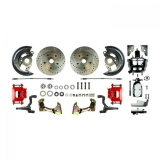 1970-1972 Monte Carlo Front Disc Brake Conversion Kit, 8 Inch Chrome Booster, Red Show N' Go Image