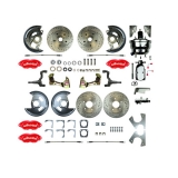 1964-1972 El Camino 4 Wheel Disc Brake Kit, 8 Inch Chrome Booster, Red Wilwood Calipers, Stock Height Image