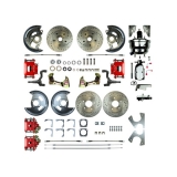 1964-1972 Chevelle 4 Wheel Disc Brake Kit, 8 Inch Chrome Booster, Red Show N' Go Image