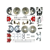 1967-1969 Camaro 4 Wheel Disc Brake Kit, 8 Inch Chrome Booster, Red Show N' Go, Non-Staggered Image