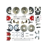 1968-1974 Nova 4 Wheel Disc Brake Kit, 8 Inch Chrome Booster, Red Show N' Go, Non-Staggered Image