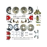 1968-1974 Nova 4 Wheel Disc Brake Kit, 11 Inch Booster, Red Show N' Go, Non-Staggered Image