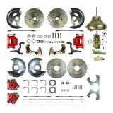 1964-1972 El Camino 4 Wheel Disc Brake Kit, 11 Inch Booster, Red Show N' Go Image