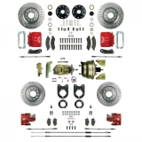 1967-1969 Camaro Signature Four Wheel Disc Brake Conversion Kit, Stock Height, 8 Inch Dual Booster, Red Show N' Go Image