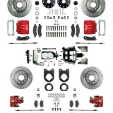 1968-1974 Nova Signature Four Wheel Disc Brake Conversion Kit, Stock Height, Chrome Upgrade, Red Show N' Go, Staggered Shocks Image