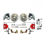 1970-1972 Monte Carlo Manual Front Disc Brake Conversion Kit, 2 Inch Drop, Chrome Master, Red Show N' Image