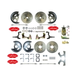 1964-1972 Chevelle Manual 4 Wheel Disc Brake Kit, Red Wilwood Calipers, Drop Spindles Image