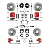 1964-1972 Chevelle Four Wheel Manual Disc Brake Conversion Kit, 2 Inch Drop, Chrome Master, Red Show N' Go Image