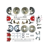 1967-1969 Camaro Manual 4 Wheel Disc Brake Kit, Chrome Master, Red Show N' Go, Non-Staggered Image