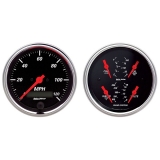 1964-1987 El Camino AutoMeter 2 Pc. Gauge Kit, 3-3/8in. Quad & Speedometer, 240-33 Ohm, Designer Black Image