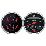 1964-1987 El Camino AutoMeter 2 Pc. Gauge Kit, 3-3/8in. Quad & Tach/Speedometer, 240-33 Ohm, Designer Black Image