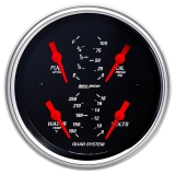 AutoMeter 3-3/8in. Quad Gauge, 100 PSI/100-250F/8-18V/240-33 Ohm, Designer Black Image