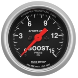 AutoMeter 2-1/16in. Boost Gauge, 0-15 PSI, Stepper Motor, Sport-Comp Image