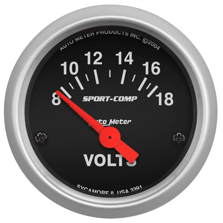 AutoMeter 2-1/16in. Voltmeter, 8-18V, Sport-Comp: 3391