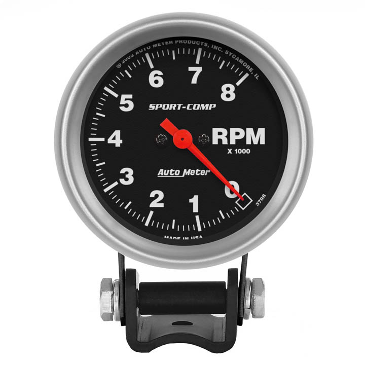 AutoMeter 2-5/8in. Pedestal Tachometer, 0-8,000 RPM, Sport-Comp: 3708