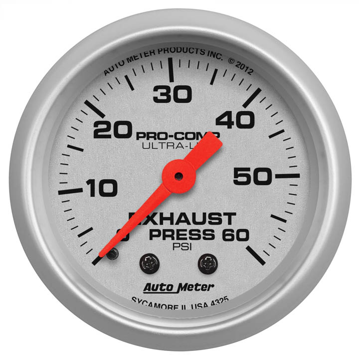 AutoMeter 2-1/16in. Exhaust Pressure Gauge, 0-60 PSI, Mechanical, Ultra