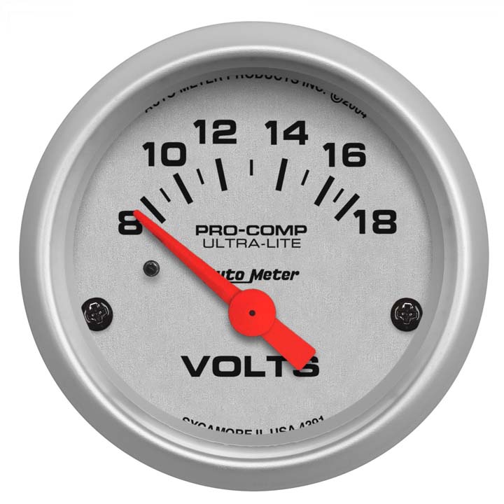 AutoMeter 2-1/16in. Voltmeter, 8-18V, Air-Core, Ultra-Lite: 4391