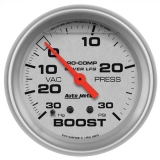 AutoMeter 2-5/8in. Boost/Vacuum Gauge, 30 In Hg/30 PSI, Liquid Filled, Ultra-Lite Image