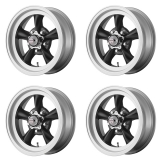 American Racing Torq Thrust D Wheel Kit, 15x7 & 15x8 Satin Black with Machined Silver Lip Image