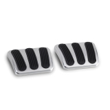 Lokar 1964-1977 Chevelle Brushed Billet Aluminum Curved Brake Clutch Pedal Pad Set Image