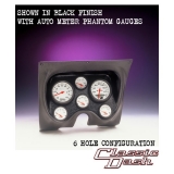 1967-1968 Camaro Classic Dash 6 Gauge Panel Black w/ Auto Meter Mech. Phantom Gauges Image