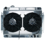1966-1967 Chevelle Cold Case Aluminum Radiator & Fan Kit, AT, Dual 12 Inch Fans & Shroud Image