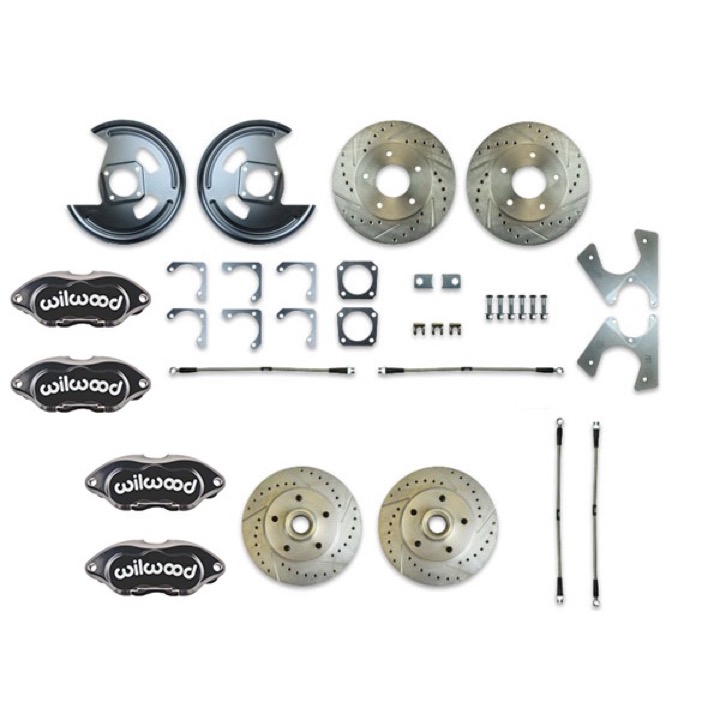 1969-1972 Chevrolet Rear +2 Disc Conversion Kit, Drilled & Slotted Rotors, Black Wilwood Calipers