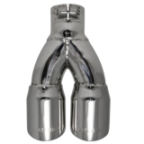 Flowmaster Clamp-On Exhaust Tip, 3 In. Dual Angle Cut Polished SS, Fit 2.5 In. Tube: 15307