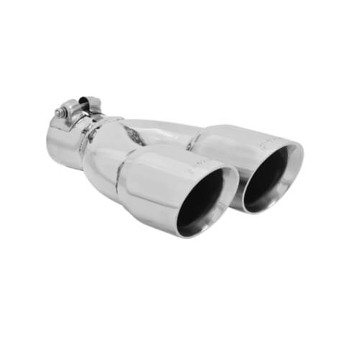 Flowmaster ClampOn Exhaust Tip, 3 In. Dual Angle Cut Polished SS, Fit