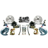 1964-1972 Chevelle Front Disc Brake Conversion Kit w/ 8 inch Chrome Booster w/ Black Calipers, D&S Rotors Image
