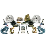 1967-1969 Camaro Front Disc Brake Conversion Kit w/ 11 inch Booster w/ Black Calipers, D&S Rotors Image