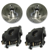 1970-1977 Chevrolet Front Disc Brake Upgrade, Drilled & Slotted Rotors, Black Calipers Image