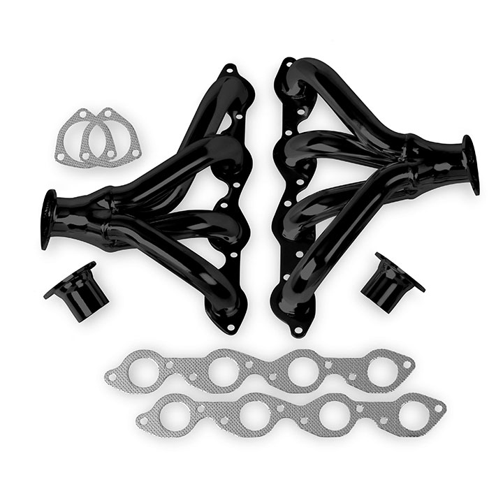 Flowtech BBC Tight Fit Block Hugger Headers, 1.75 In. Tube, 2.5 In. Collectors, Painted Black