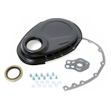 1970-1988 Monte Carlo Small Block Chevy Timing Cover Kit For Long Water Pump Black Image