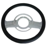 1967-1992 Chevy Camaro Leather Grip Chrome Plated Aluminum Steering Wheel, Classic Style 14 Inch Image