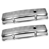 1964-1987 Chevy El Camino Small Block Polished Aluminum Nostalgic Style Valve Covers Stock Height Image