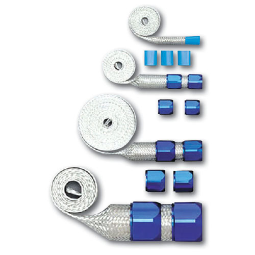 1964-1977 Chevy Chevelle Braided Hose Sleeve Kit Blue Fittings